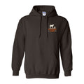 Dark chocolate hoodie, front, with the Sagebrush Ranch calf logo on the left chest
